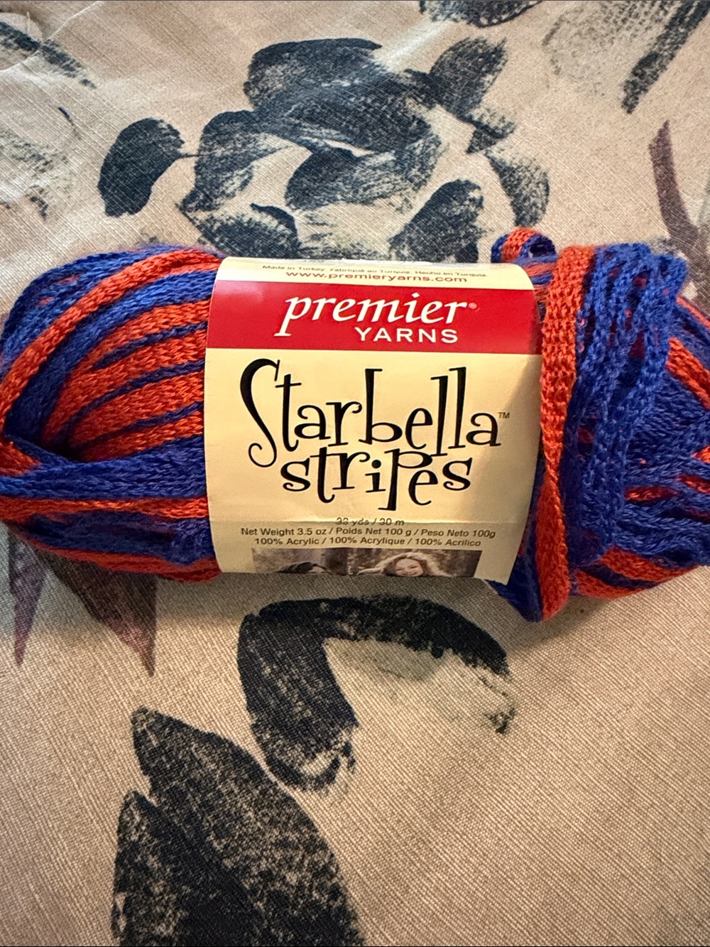 Premier Starbella Stripes Yarn in Royal Blue and Bright Orange